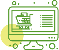 Ikona monitora z&nbsp;w&oacute;zkiem zakupowym