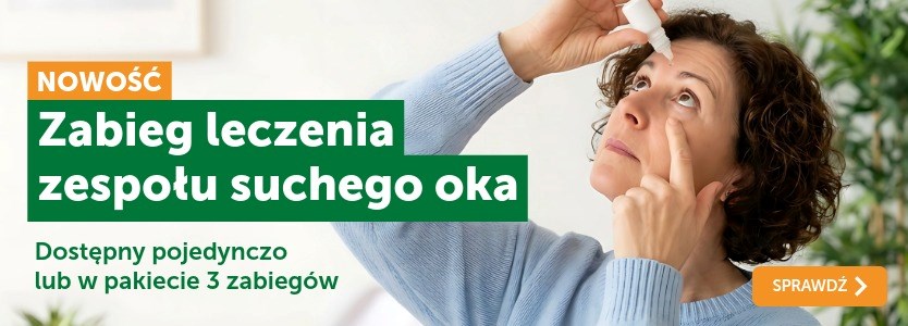 Zabieg leczenia zespołu suchego oka. Dostępny pojedynczo lub w pakiecie 3 zabiegów